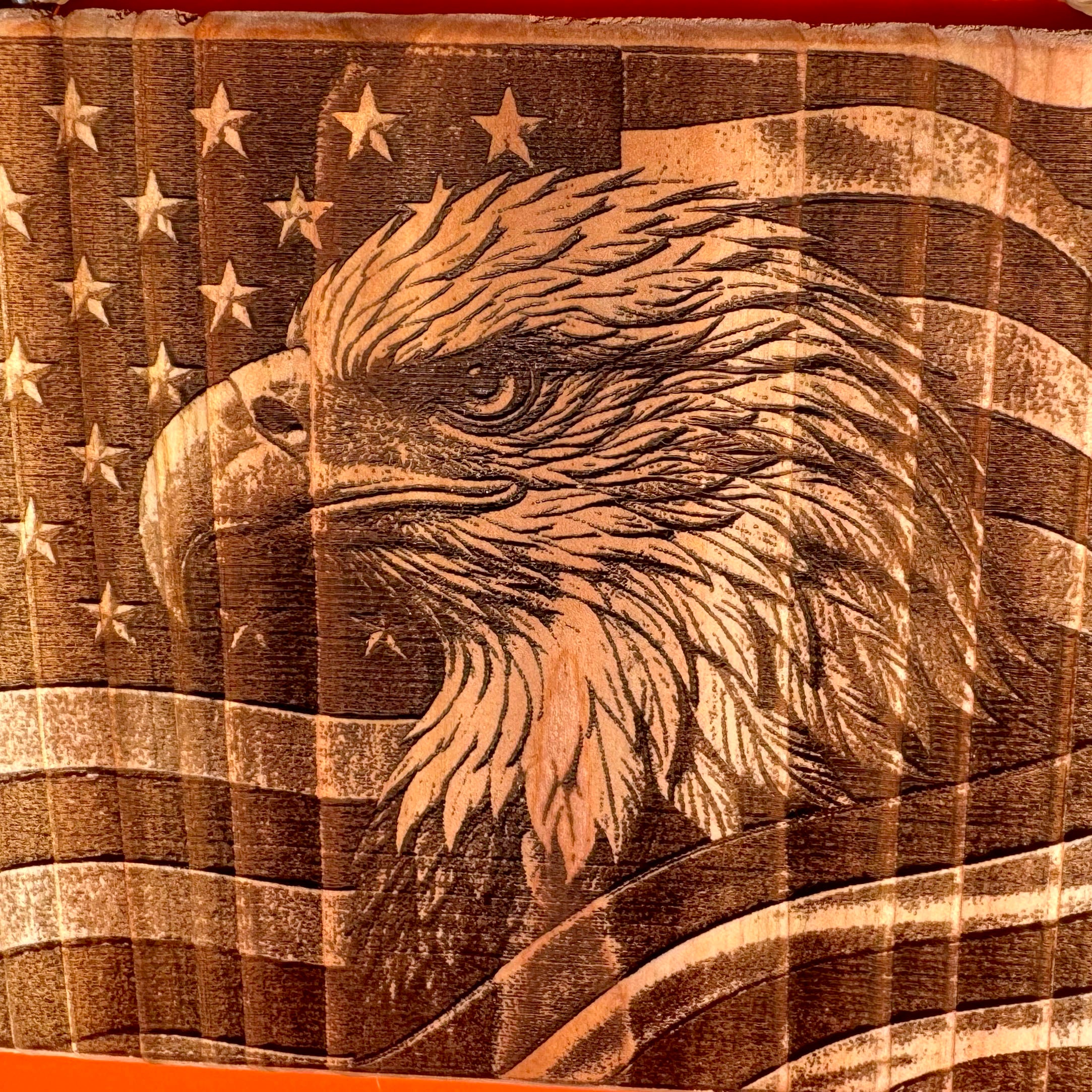American Bald Eagle Flag Patriotic Hanging Sign 5.5" x 4"