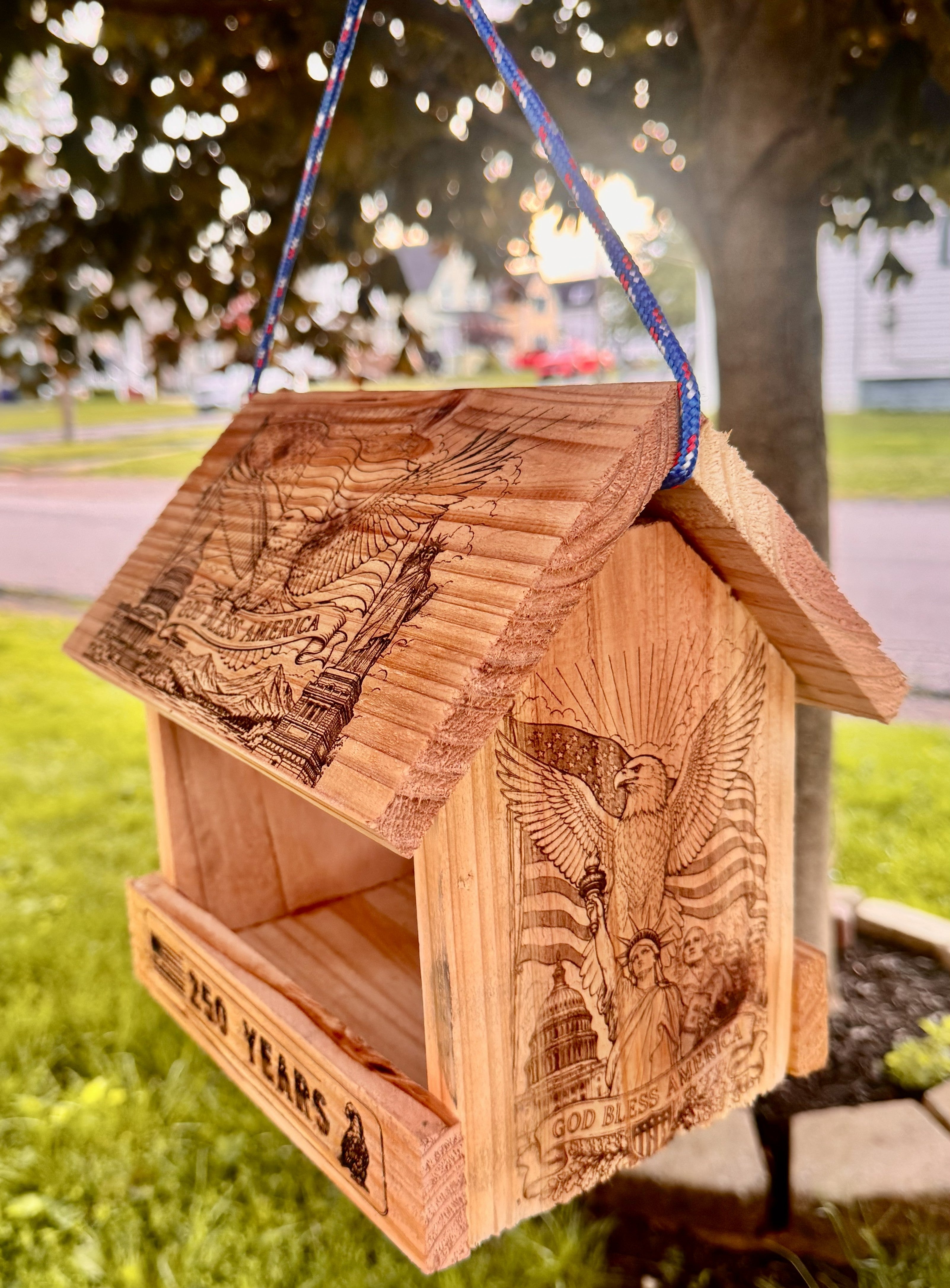 USA 250 Laser Engraved Bird Feeder