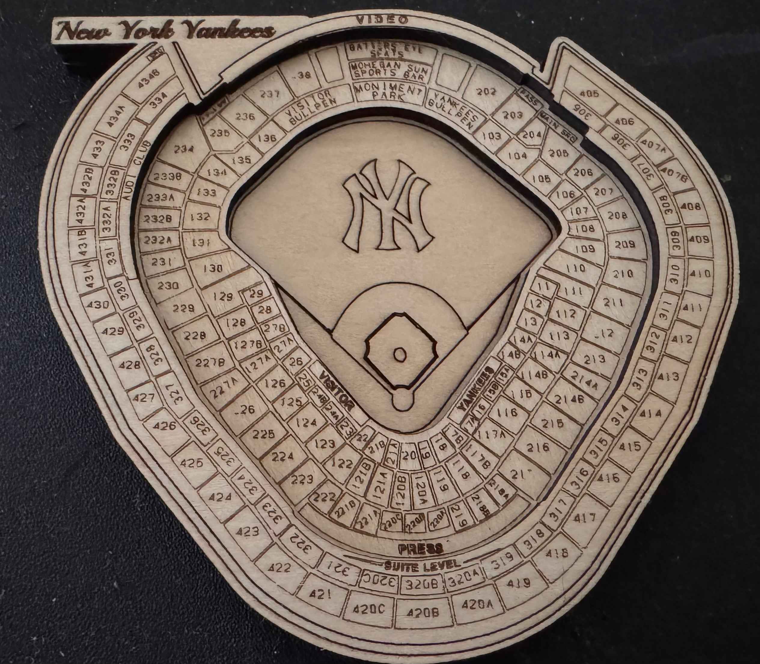 New York Baseball Stadium Laser Engraved Magnet 3-Layer Gift for Sports Fan